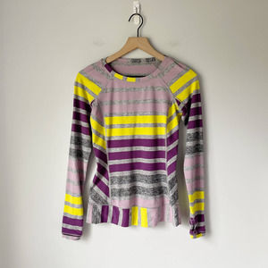 Lululemon Women's Purple Yellow Stripe Race Your Pace Running Long Sleeve Top 4